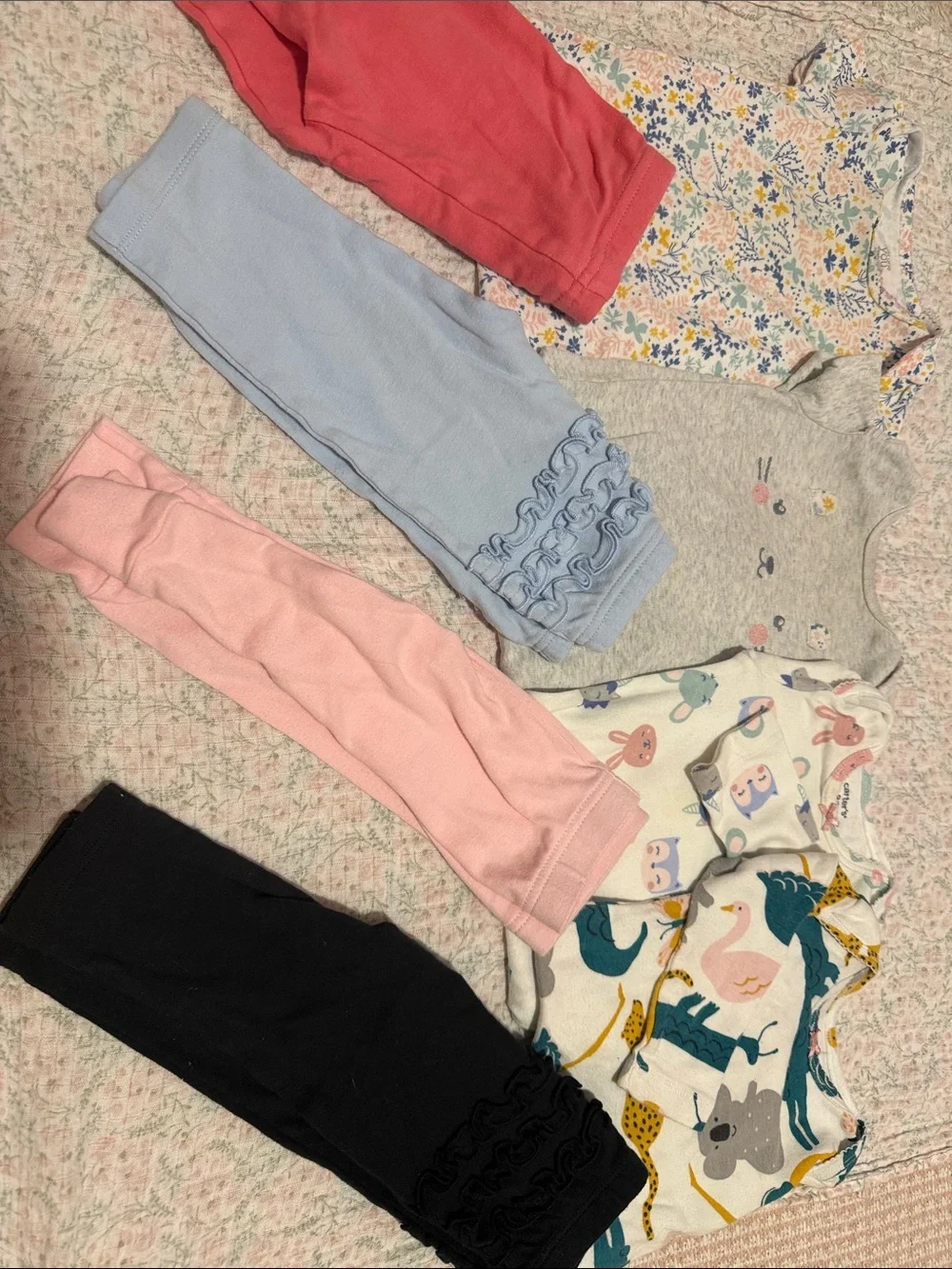 Carter's Girls Multi-Color Matching Set - Pink, Blue, Gray, Coral, Black, White - Picture 1 of 1